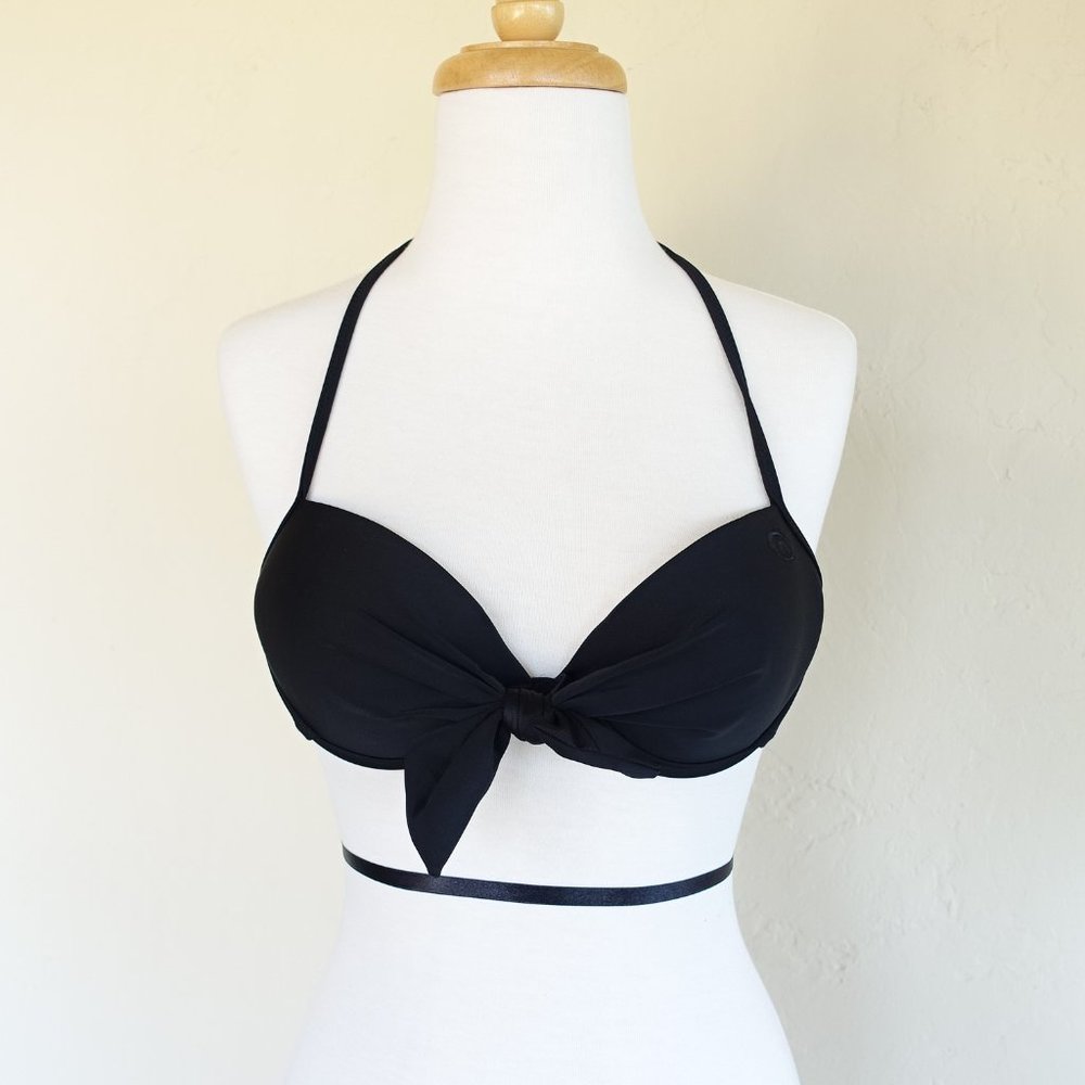 O'Neill California Black String Bikini Top Padded Tie Front Size M